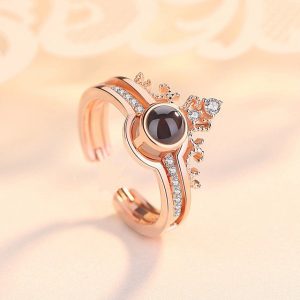Bague Diadème "Love Hologram" Or rose