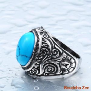 Bague avec Pierre Semi-Précieuse - Turquoise ou Onyx 15 Turquoise