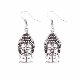 Boucle D'Oreille Tête de Bouddha Plaqué Argent