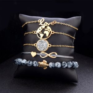 Bracelet "Amour Infini" Howlite Naturelle en 5 parties Default Title