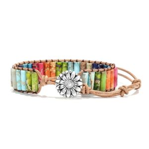 Bracelet Chakra Flower en Jaspe Naturel Nature