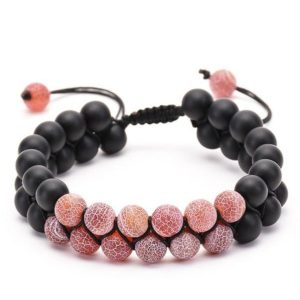 Bracelet Force Vitale Onyx et Quartz Rose 8MM