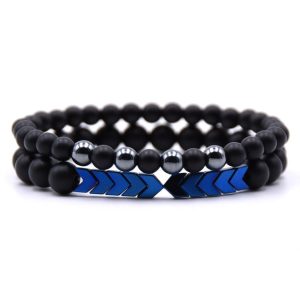 Bracelet Force en Hématite Bleu