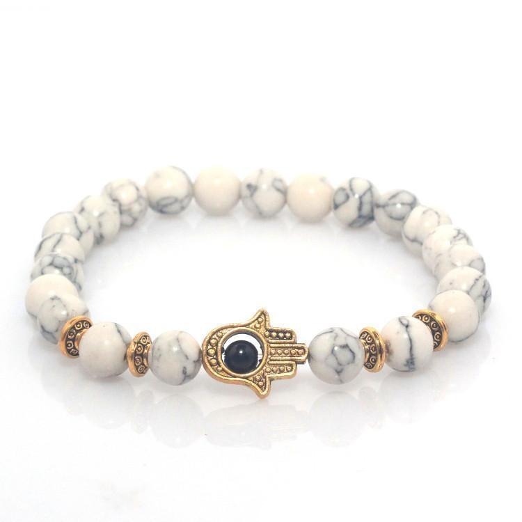 Bracelet Khamsa Blanc Or