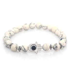 Bracelet Khamsa Blanc Argent