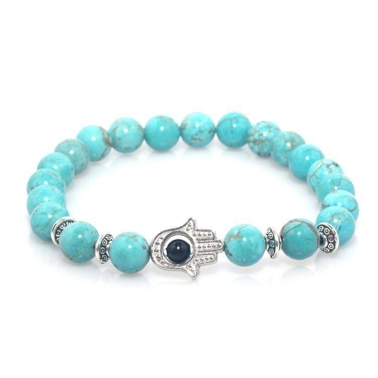 Bracelet Khamsa Bleu Argent