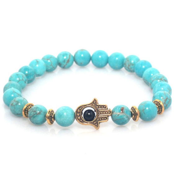 Bracelet Khamsa Bleu Or