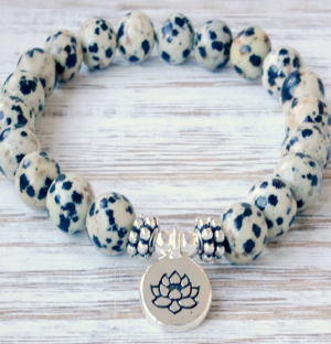 Bracelet Lotus en Jaspe Dalmatien Default Title