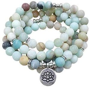 Bracelet Mala "Lotus" de 108 perles en Amazonite Naturelle Default Title