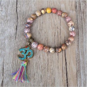 Bracelet Mala Tibétain "OM" en Jaspe Naturel Default Title