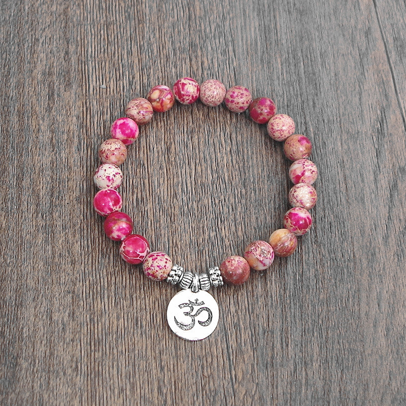 Bracelet "Om" en Jaspe Dalmatien – Image 3