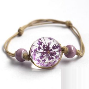 Bracelet Porte Bonheur "Flower Memory" Violet