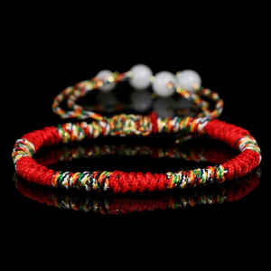 Bracelet Porte Bonheur Tibétain Tressé Main Jaune