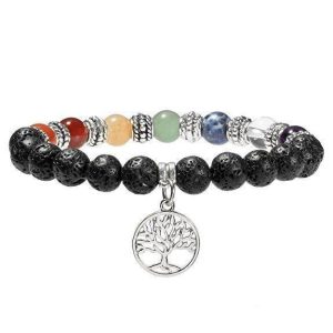Bracelet "Signe 7 chakras" en Pierres de Lave OM