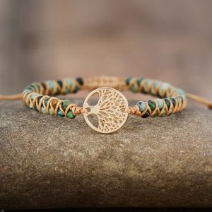 Bracelet Treelife Jaspe Tressé Main Vert
