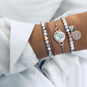 Bracelet en 4 parties "Mandala Sacré" Howlite  Naturelle Default Title