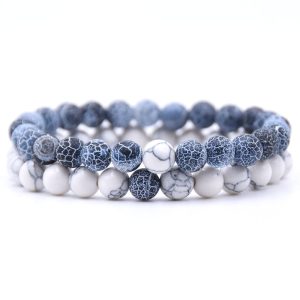 Bracelets Distance <br/> Pierres Naturelles Howlite Océan