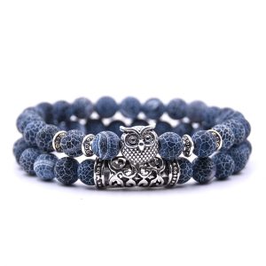 Bracelets Totem du Hiboux Howlite  Bleu