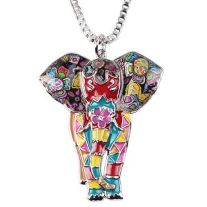 Collier Pendentif Éléphant Majestueux Multicolor
