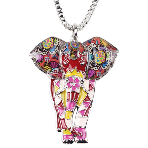 Collier Pendentif Éléphant Majestueux Rouge