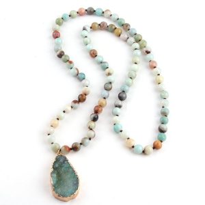 Collier Quartz et Amazonite 148cm