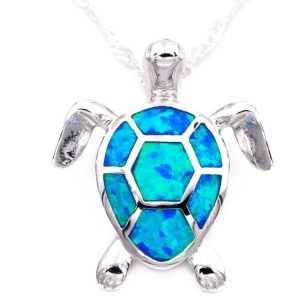 Collier Tortue Opale Bleu