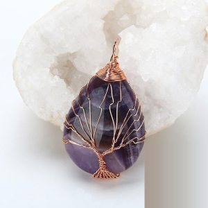 Collier Tree life en Quartz Naturel Bleu