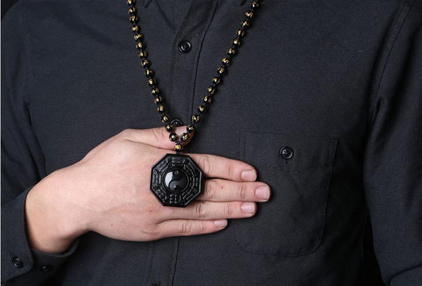 Collier "Yin & Yang" en Obsidienne Noire – Image 4