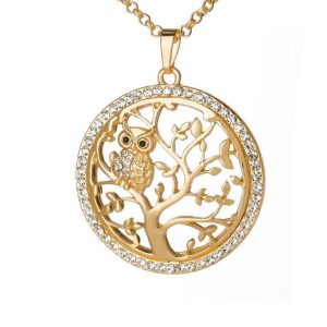 Collier arbre de vie Hiboux Or