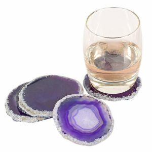 Dessous de Verre / Tasse en Cristal de Roche Naturel Violet