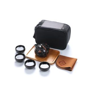 Ensemble Théière + 4 tasses Zen Noir avec Sacoche