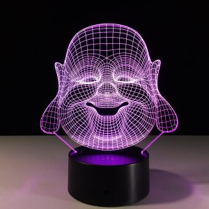 Lampe Bouddha Led 3D Bouddha rieur