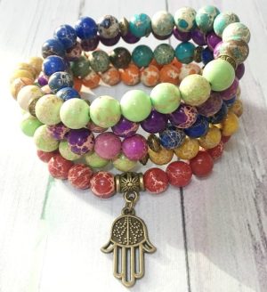 Mala Hamsa happyness en Jaspe Naturel Default Title