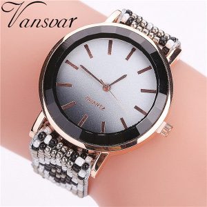 Montre Perles Tissées Main Noir