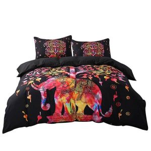 Parure de Lit Éléphant Zen Black Très Grand