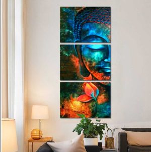 Tableau Bouddha <br/> Multicolore Mystica Moyen Sans Cadre (Toile enroulée)