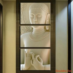 Tableau Triptyque <br/> Bouddha Marbre Très Grand