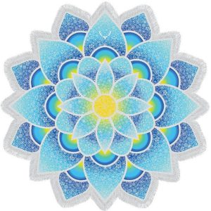 Tapis Mandala Fleur De Lotus Bleu 150cm