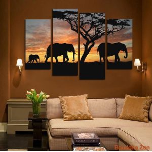 Toile Éléphant Très Grand Avec Cadre (Prêt à accrocher)