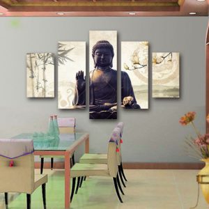 Toile en 5 partie Abhaya  Mudra Grand Avec cadre (prêt à accrocher)