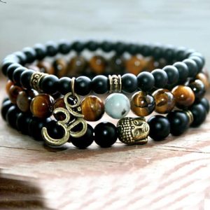 Trio de Bracelets "Épanouissement et Harmonie" en Onyx noir et Œil de tigre Default Title